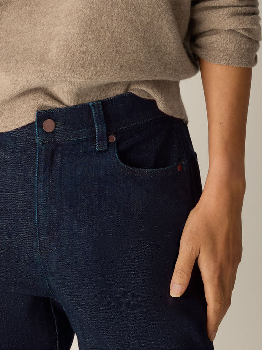 Eileen Fisher Cotton Stretch Denim Ankle Lantern Pant in Deep Indigo