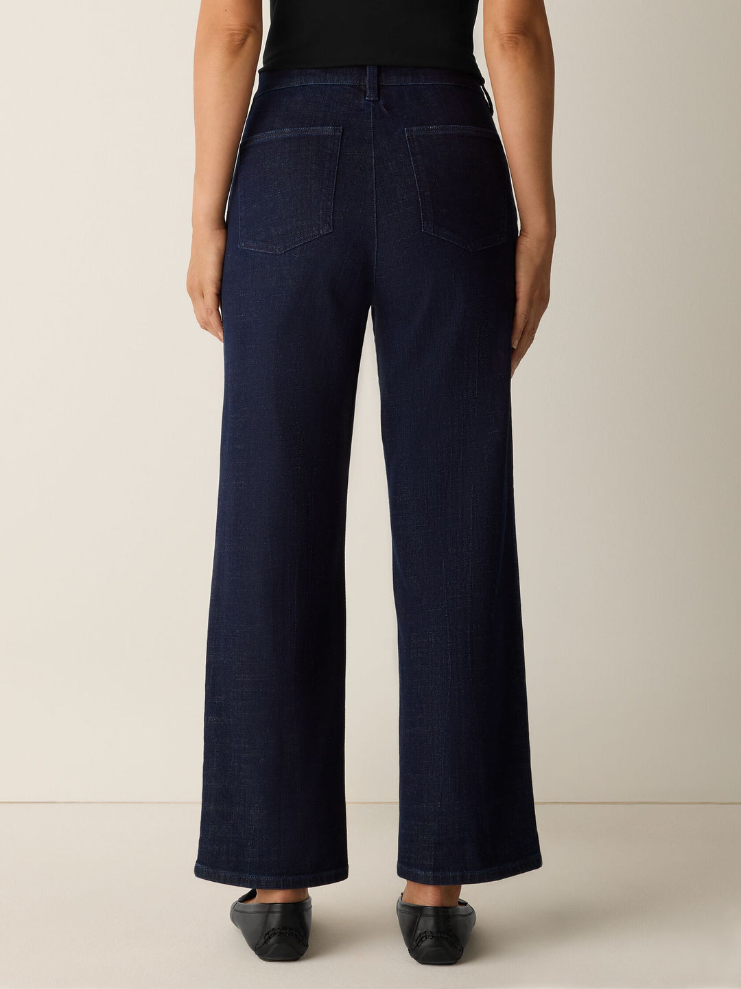 Eileen Fisher Cotton Stretch Denim Straight Ankle Jean in Deep Indigo