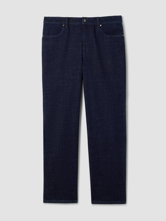 Eileen Fisher Cotton Stretch Denim Straight Ankle Jean in Deep Indigo