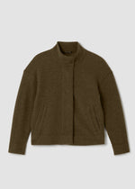 Eileen Fisher Light weight Boiled Wool Stand Collar Jacket W. Pockets in Serpentine