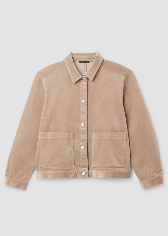 Eileen Fisher Cotton Str. Corduroy Classic Collar Jacket in Biscuit