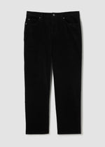 front view of plus size Eileen Fisher Cotton Str. Corduroy High Waisted Straight Ankle Jean in Black