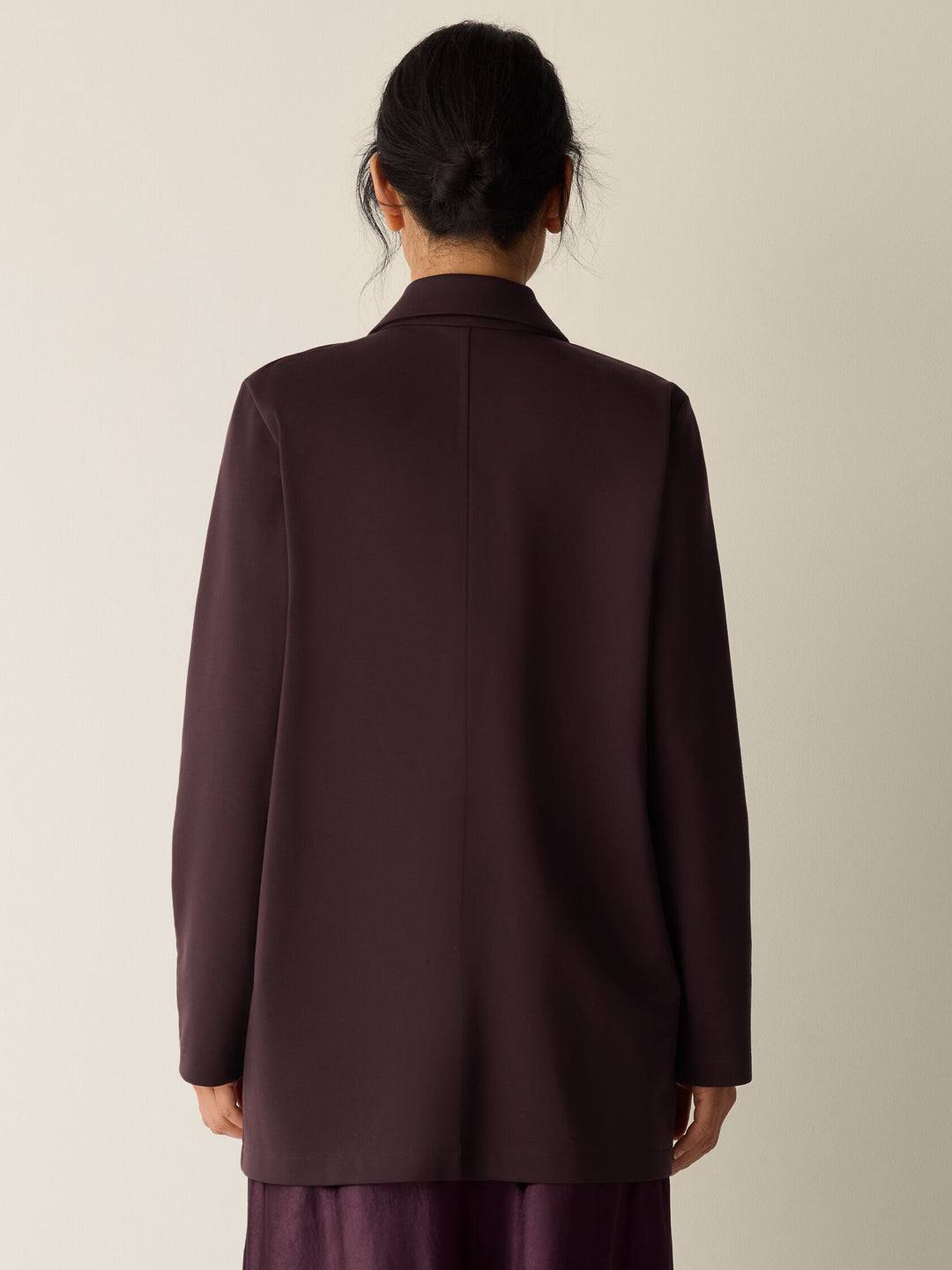 Eileen Fisher Washable Stretch Ponte Long Blazer in Cassis