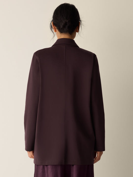 Eileen Fisher Washable Stretch Ponte Long Blazer in Cassis