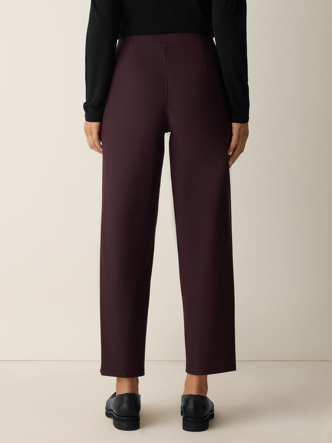 Eileen Fisher Washable Stretch Crepe Straight Ankle Pant with Yoke in Cassis