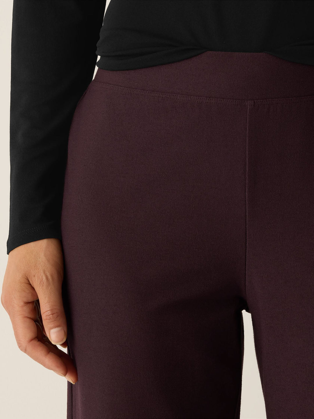 Eileen Fisher Washable Stretch Crepe Straight Ankle Pant with Yoke in Cassis