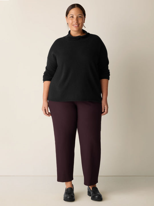 Eileen Fisher Washable Stretch Crepe Straight Ankle Pant with Yoke in Cassis