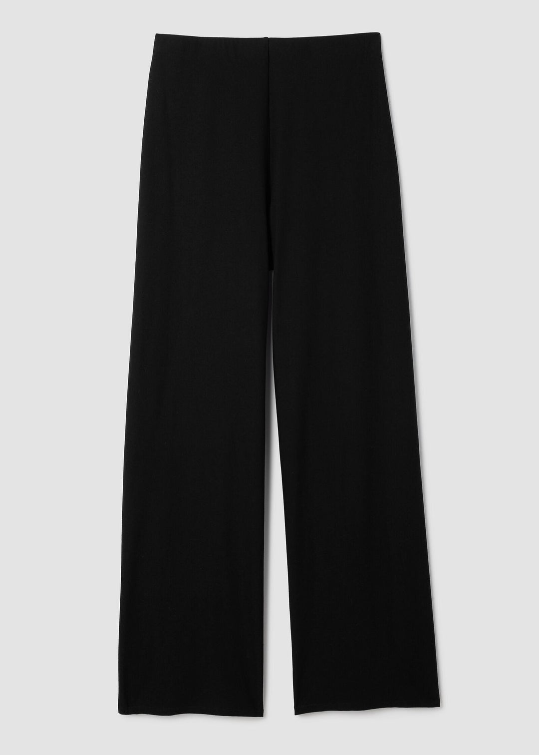 front view of plus size Eileen Fisher High Waisted Full Length Stretch Crepe Pant in Black