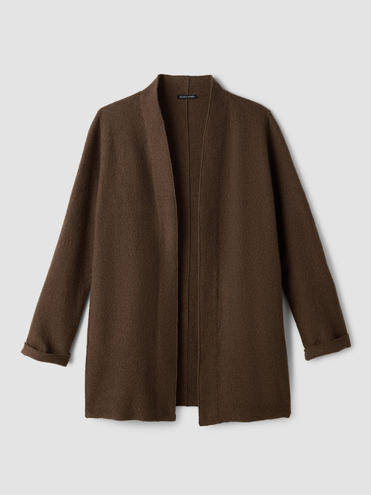 Eileen Fisher Lightweight Boiled Wool High Collar Jacket in Hazelwood