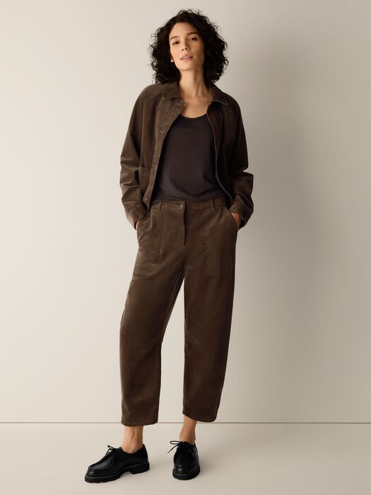 Stretch corduroy ankle pants with side pockets, dark hazel-brown