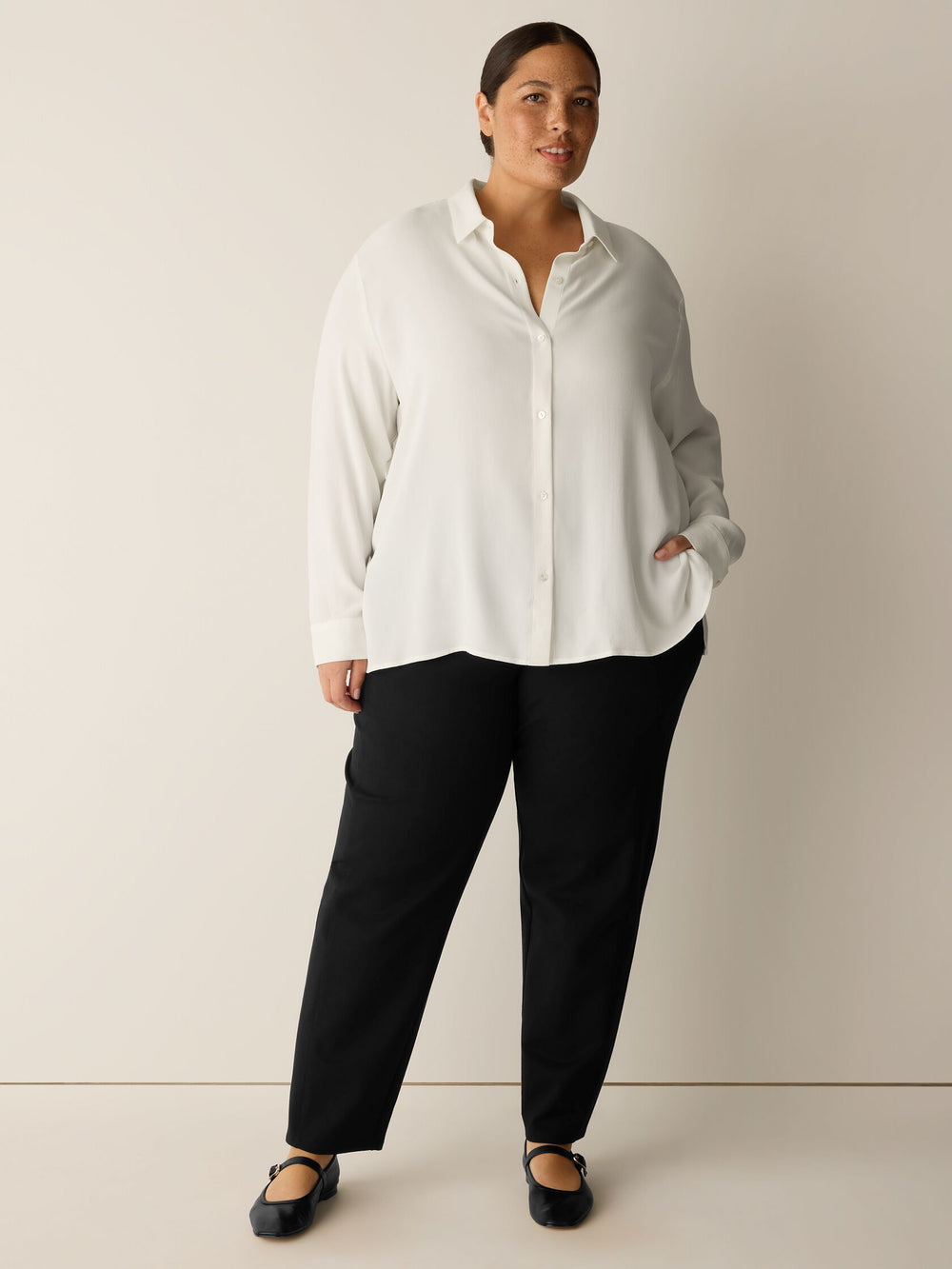Eileen Fisher Washable Flex Ponte Tapered Ankle Pant in Black