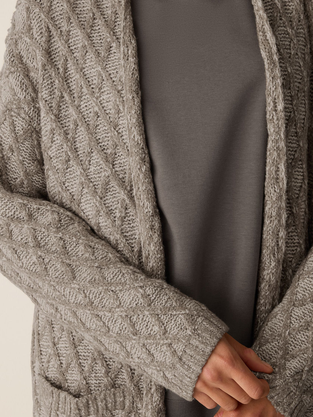 Eileen Fisher Peruvian Cotton Boucle Fluff Argyle Pattern Long Sleeve Turtleneck in Twine
