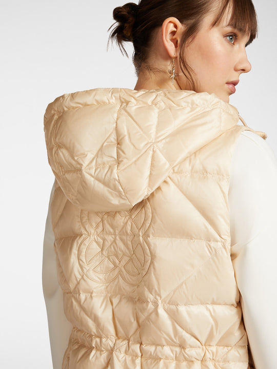 Elena Miro Zip Front Gold Hooded Puffer Vest