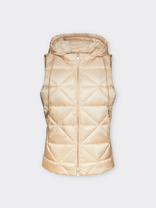 Elena Miro Zip Front Gold Hooded Puffer Vest