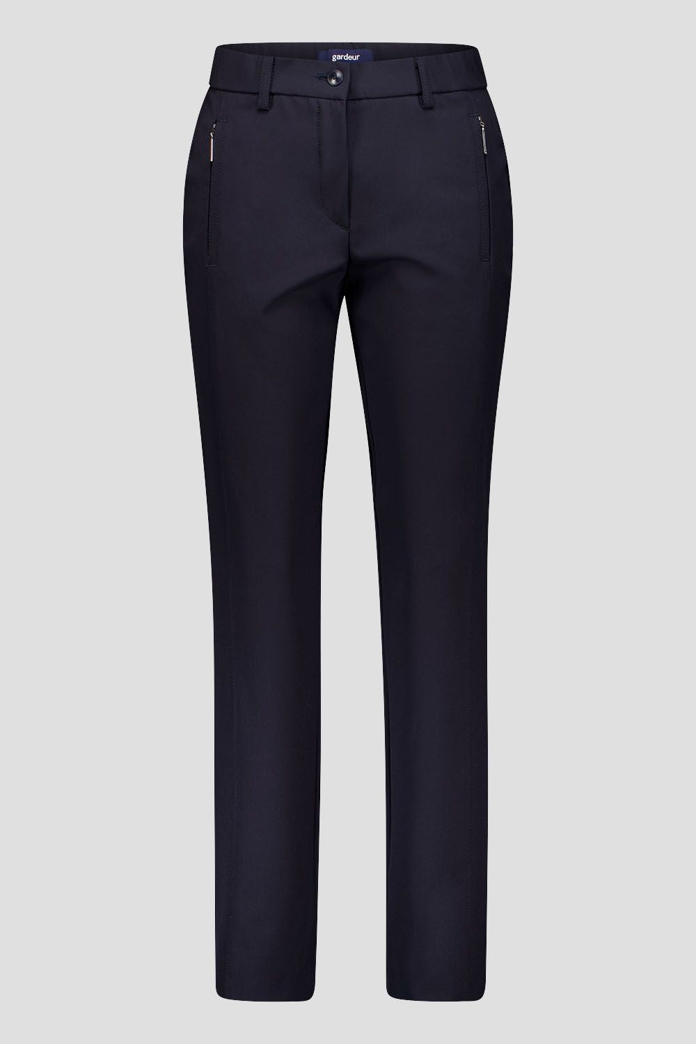 Gardeur Fly Front Straight Leg Seam Detail Pant in Navy