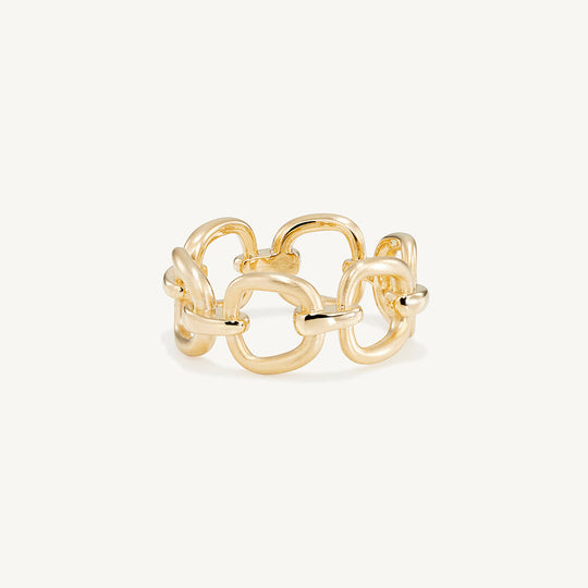 Gold chain-link style ring with chunky interlocking links