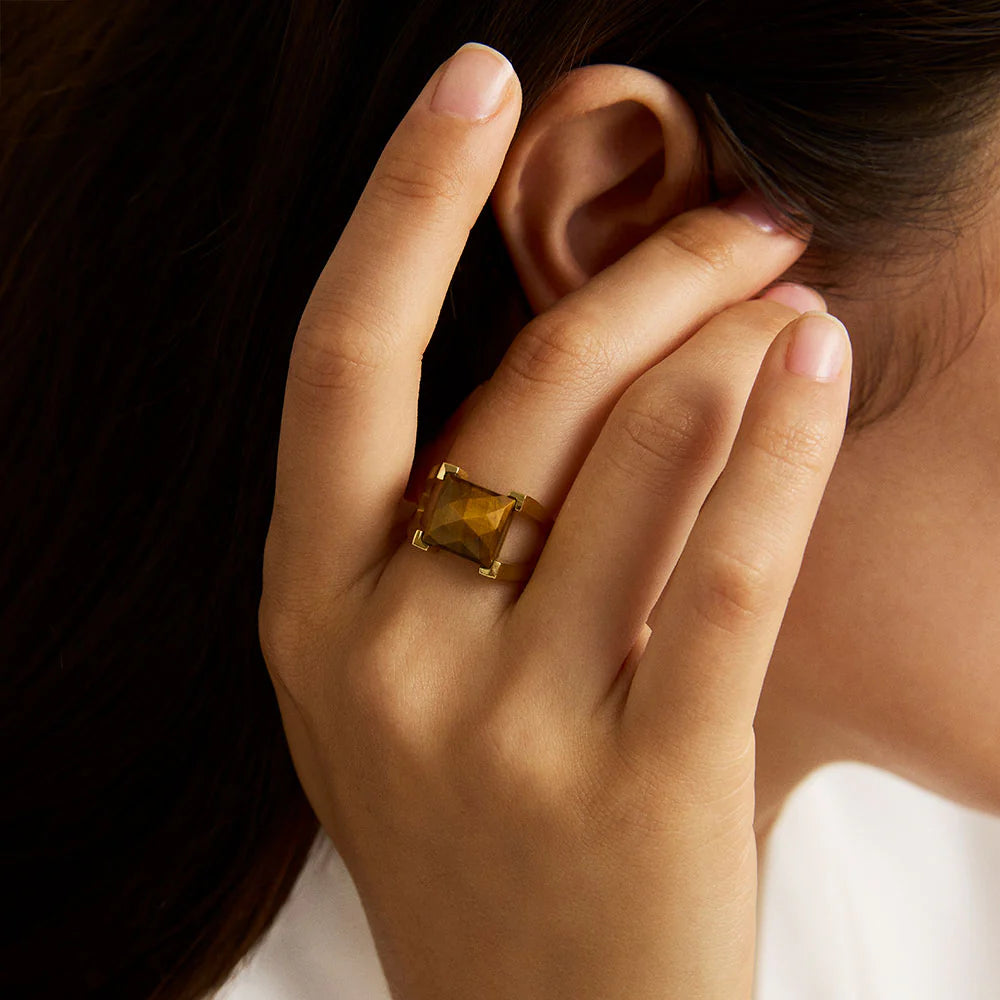 Dean Davidson Mini Plaza Ring in Tigers Eye