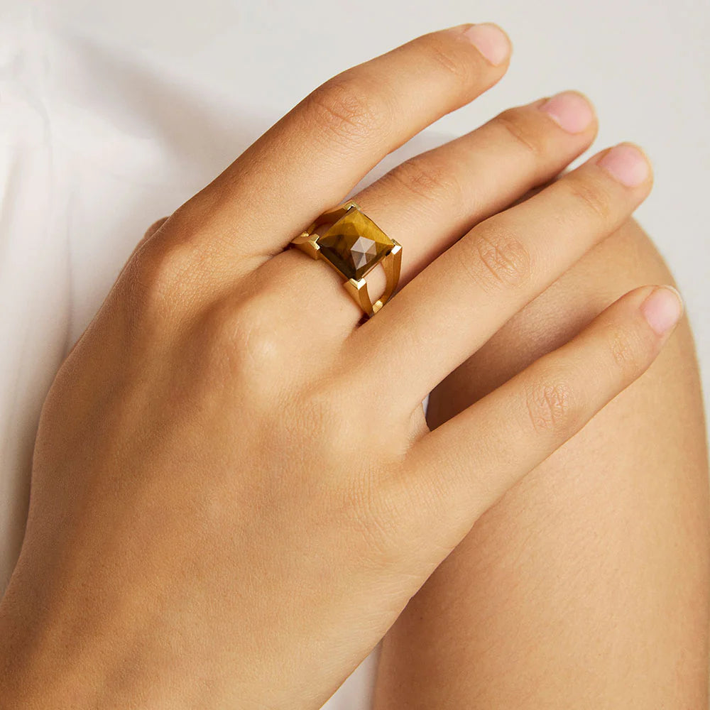 Dean Davidson Mini Plaza Ring in Tigers Eye