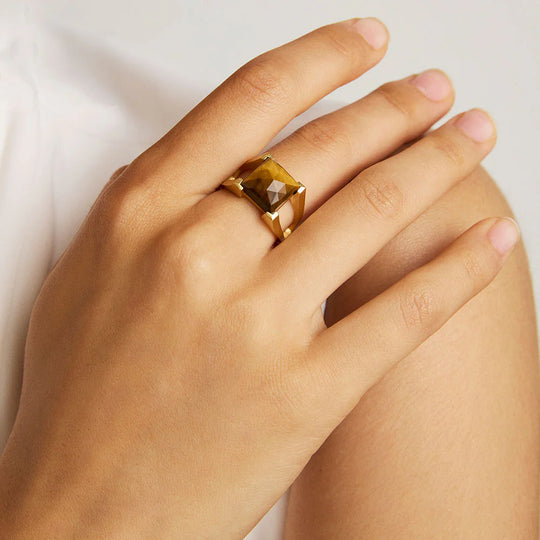 Dean Davidson Mini Plaza Ring in Tigers Eye