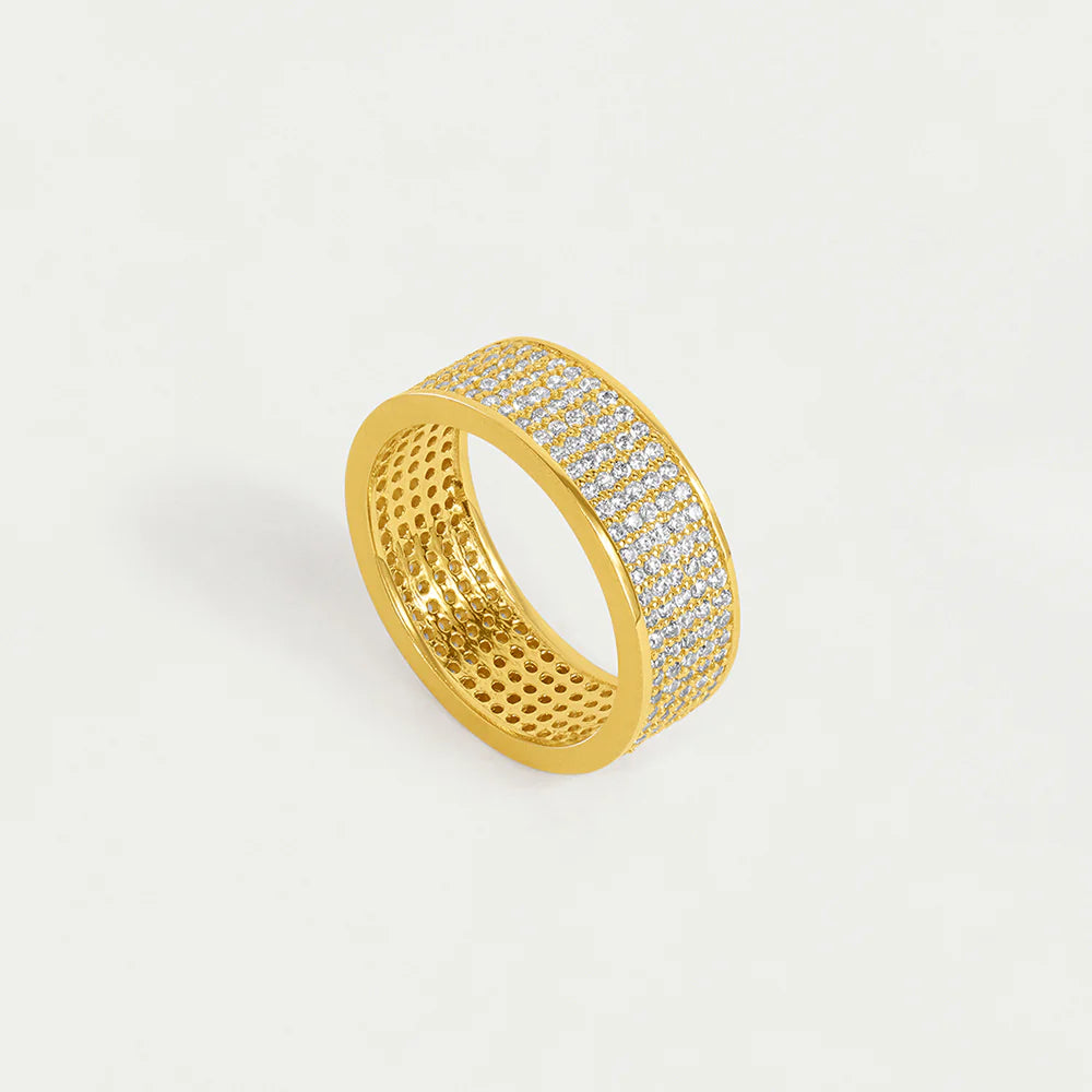 Dean Davidson Petit Pave Thick stacking ring in White Topaz/Gold