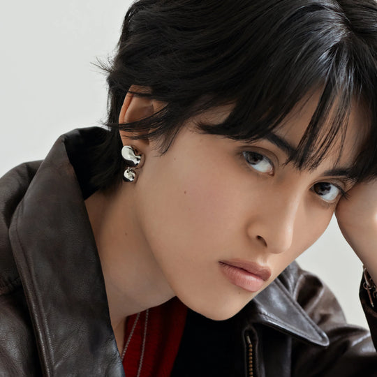 Biko Franca Studs in Rhodium