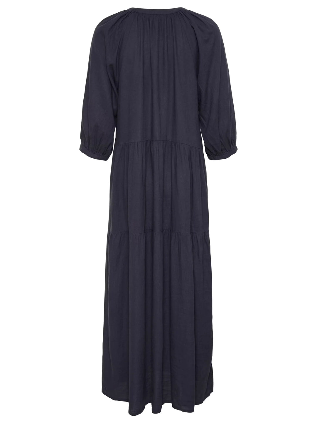 Part Two Nataliya Tiered Long Dress with Cuffed Sleeve in Navy