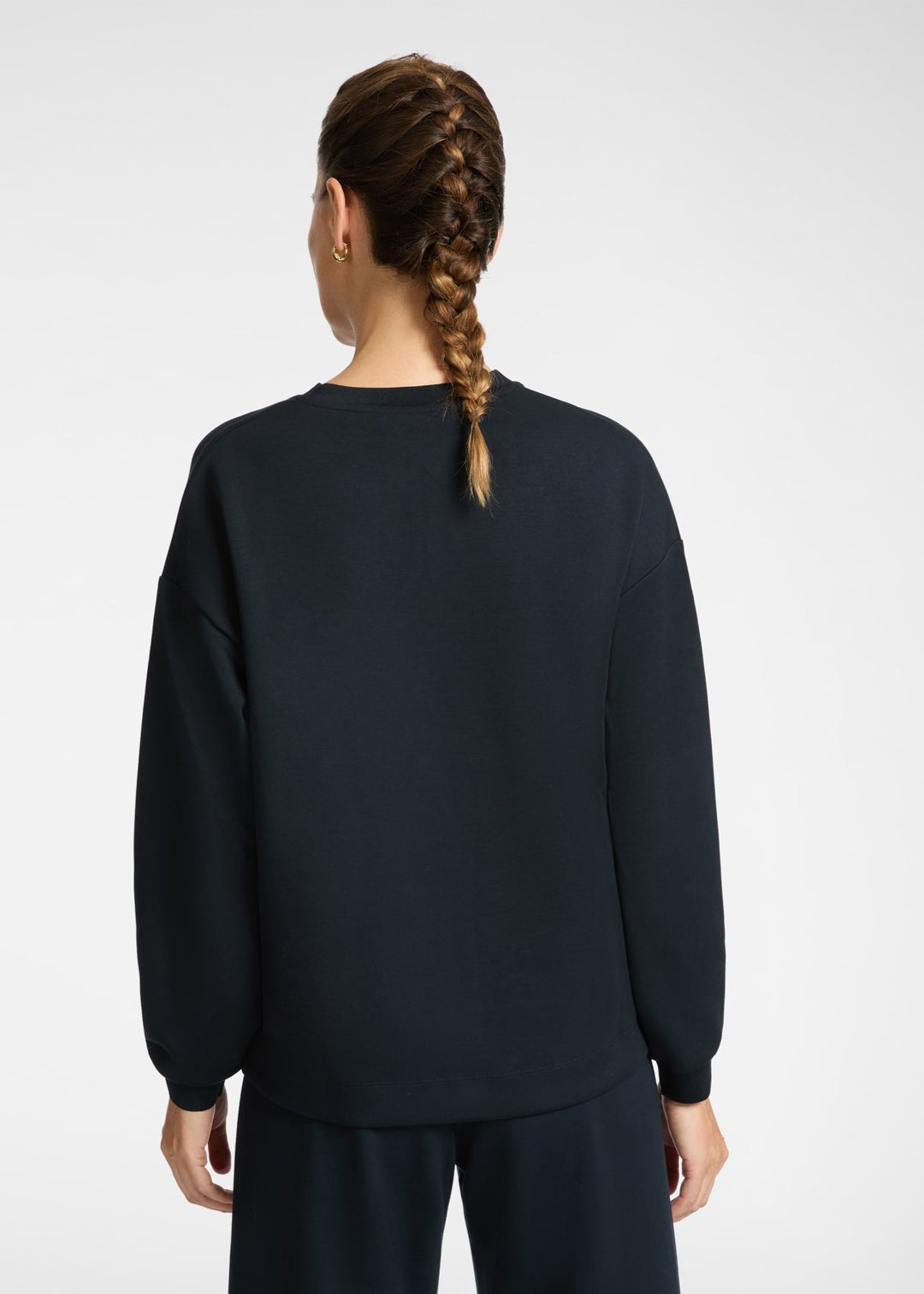 back view of plus size Elena Miro Scuba Sweat shirt in Black