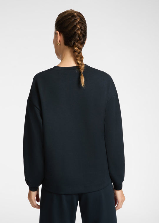 back view of plus size Elena Miro Scuba Sweat shirt in Black