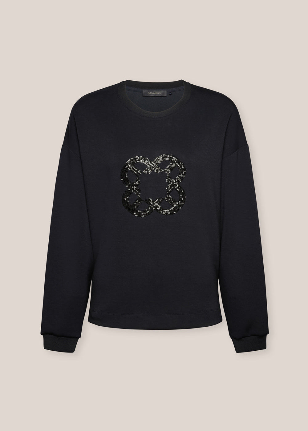 front view of plus size Elena Miro Scuba Sweat shirt in Black