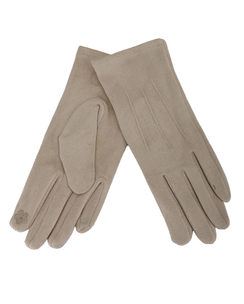 Toni Plus Faux Suede Stretch Gloves in Taupe