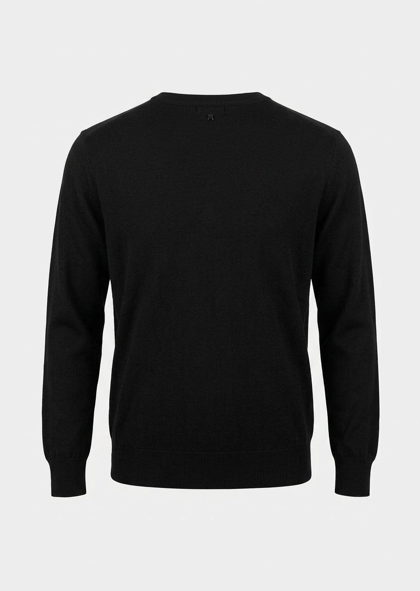 Marina Rinaldi Banda Cotton Modal V-Neck Long Sleeve Pullover in Black
