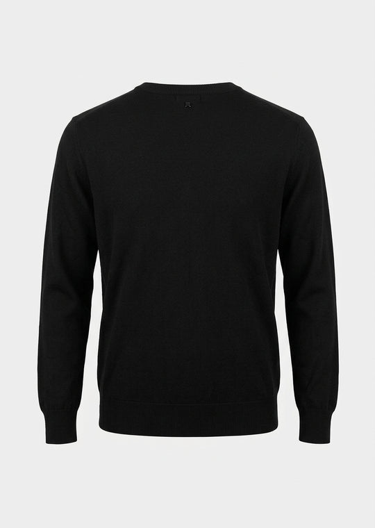 Marina Rinaldi Banda Cotton Modal V-Neck Long Sleeve Pullover in Black