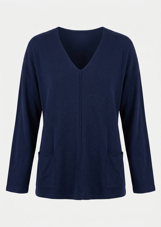 Bryn Walker Bamboo French Terry Sunday Shirt with V-Neck in Nova