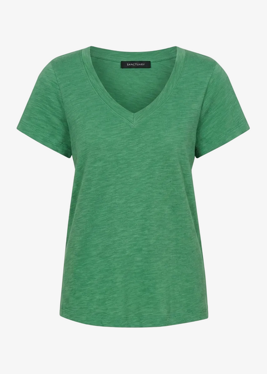 Sanctuary Soft V Neck Tee in Green