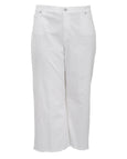 Eileen Fisher Dyed Organic Cotton Stretch Denim Wide Cropped Jean with Raw Edge in White