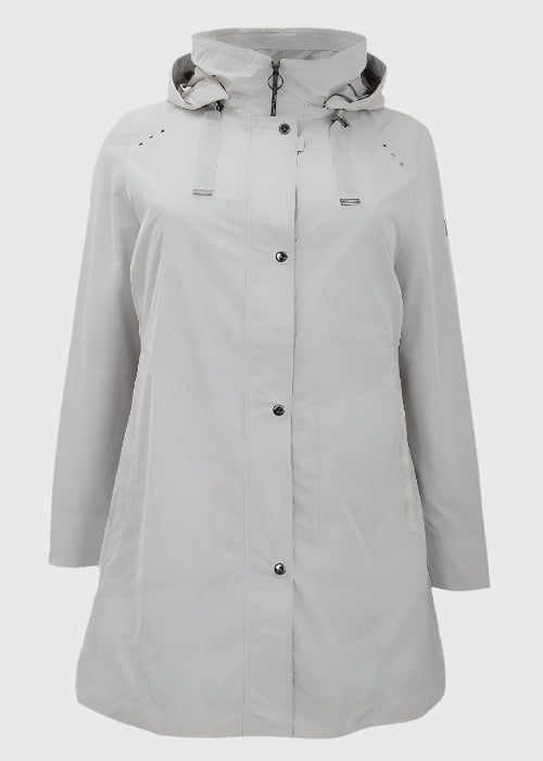 Junge Linette Zip Front Jacket with Detachable Hood in Beige