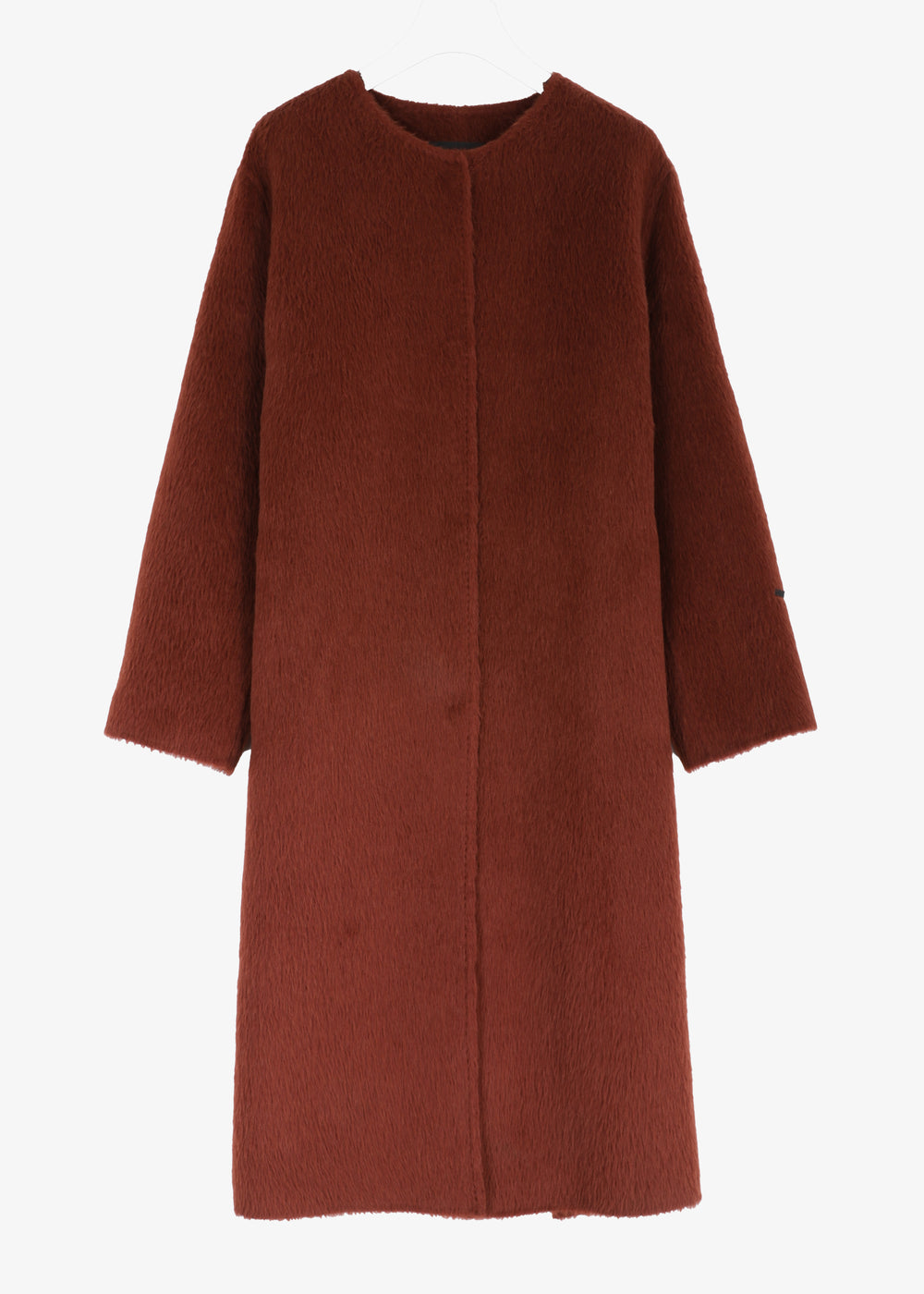 Marina Rinaldi Iacopo Double face Alpaca Collarless Coat in Tabacco