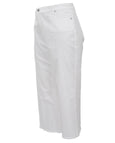 Eileen Fisher Dyed Organic Cotton Stretch Denim Wide Cropped Jean with Raw Edge in White