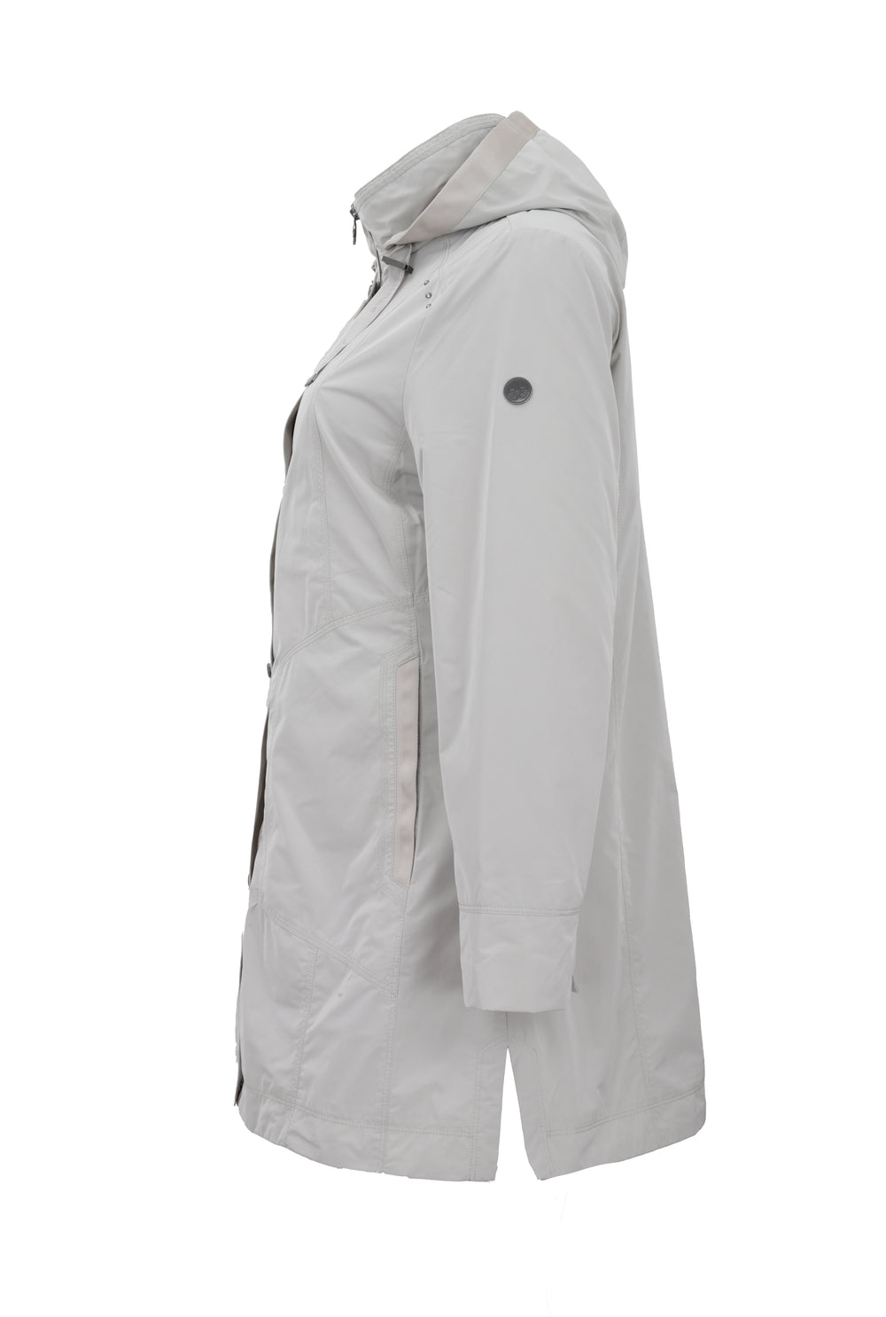 Junge Linette Zip Front Jacket with Detachable Hood in Beige