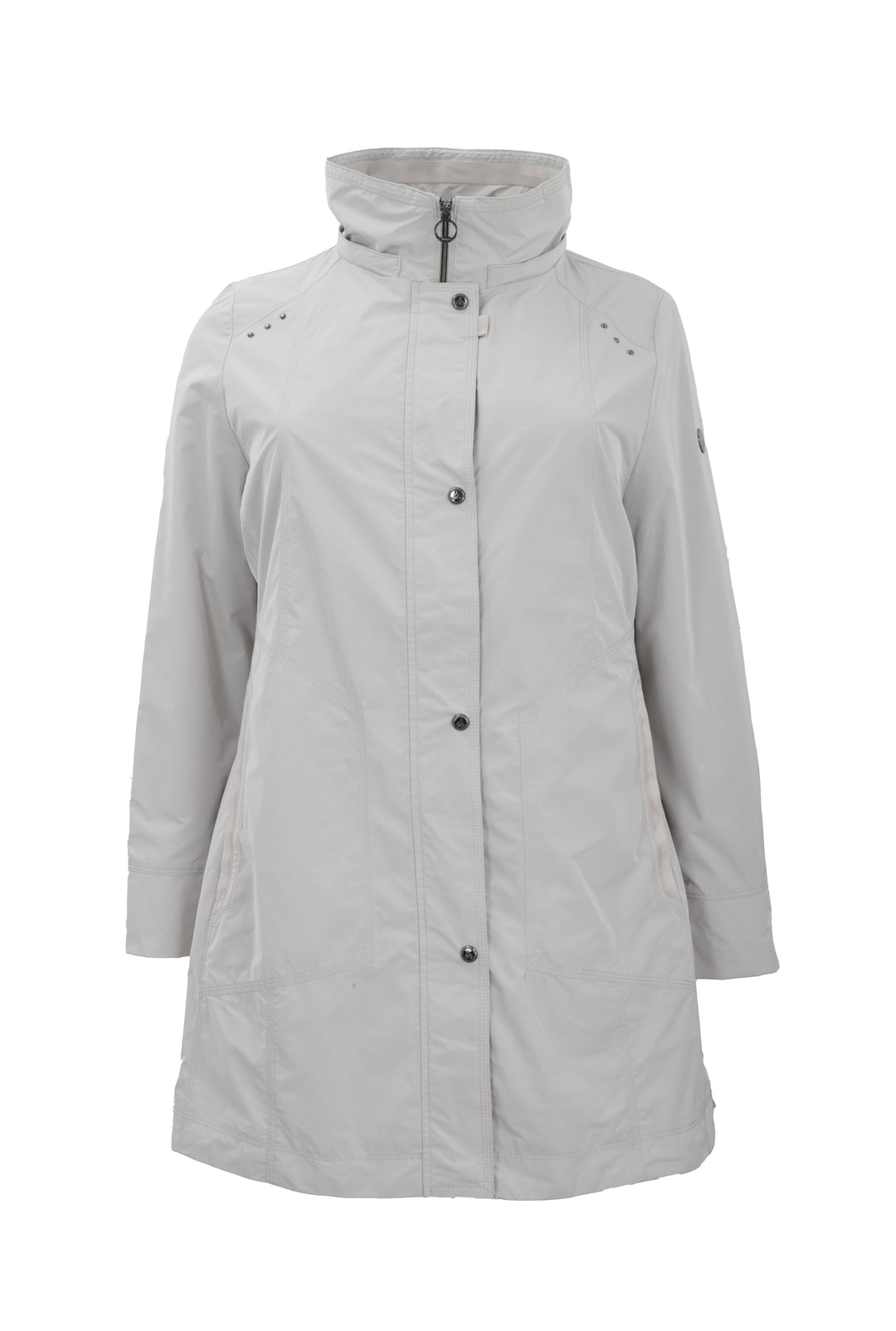 Junge Linette Zip Front Jacket with Detachable Hood in Beige