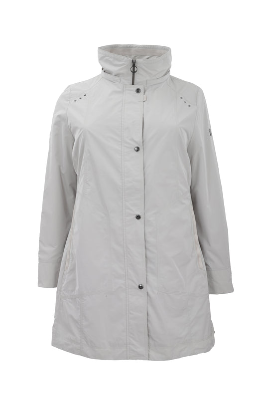 Junge Linette Zip Front Jacket with Detachable Hood in Beige
