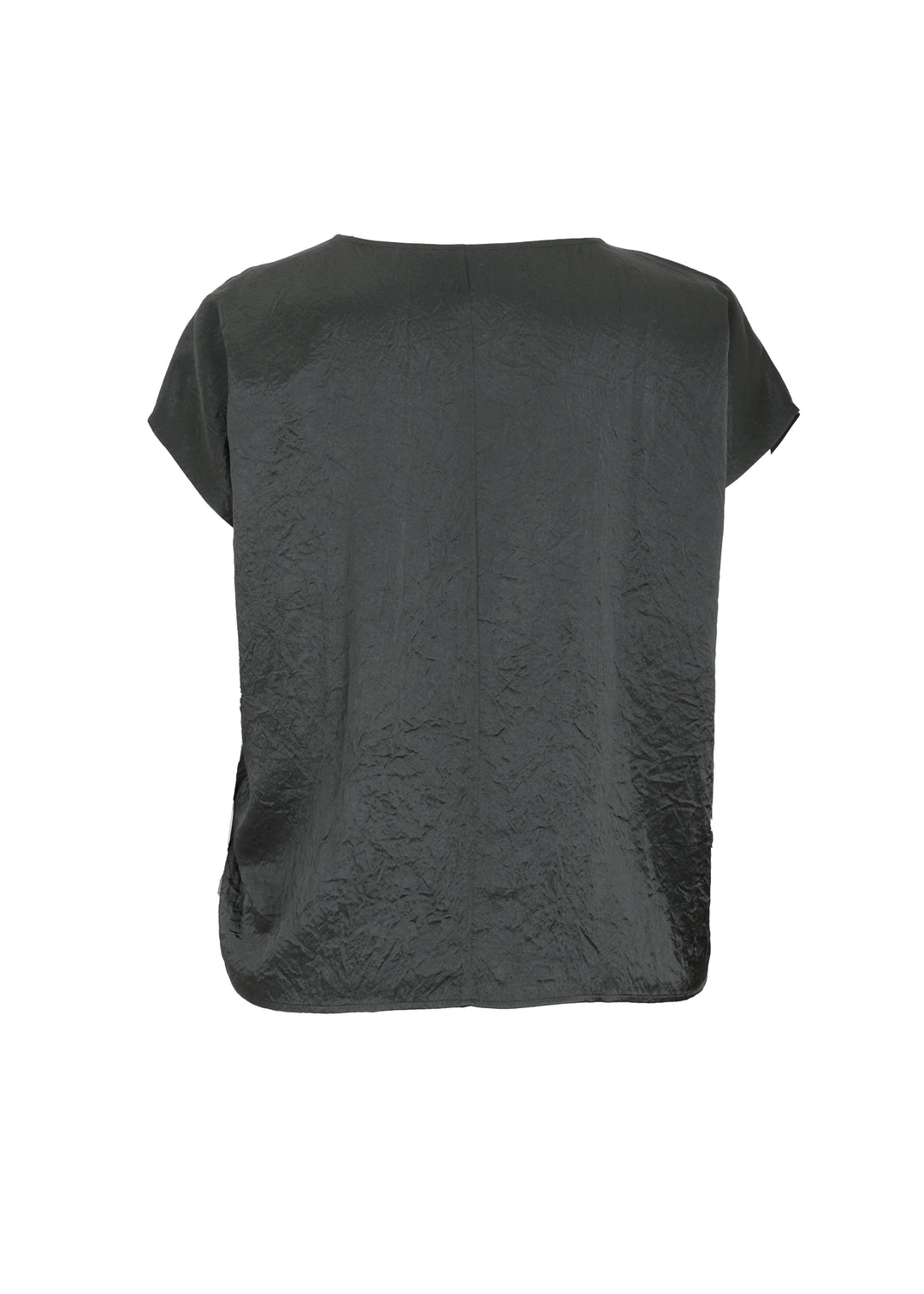Eileen Fisher Textured Satin V-Neck Square Top in Everglade