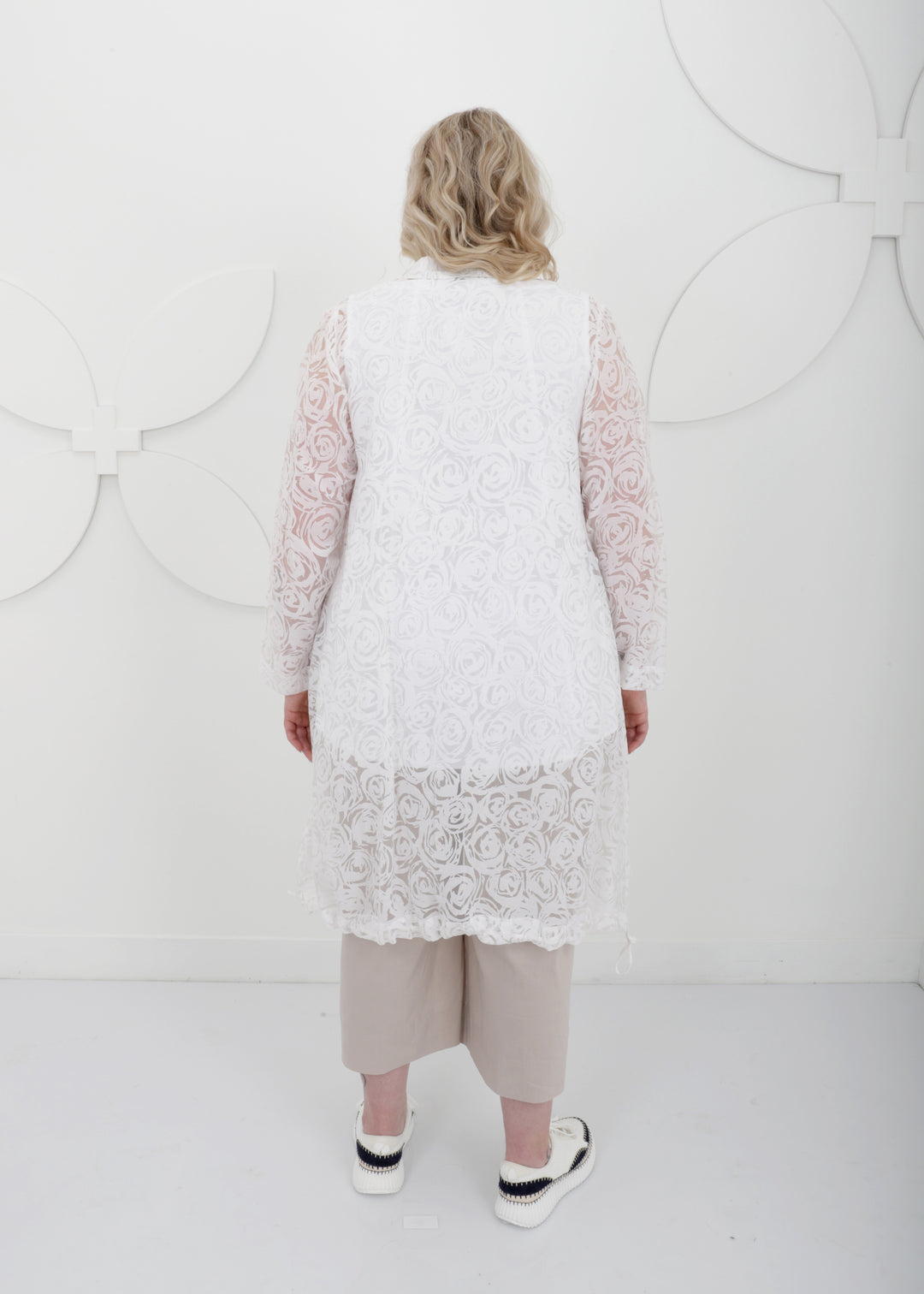 Toni T. Burnout Poplin Drawstring Duster in White