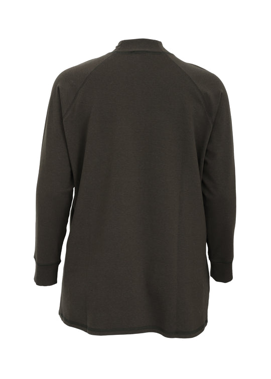 Eileen Fisher Brushed Terry Hug Mock Neck Tunic With Side Slits in Woodland