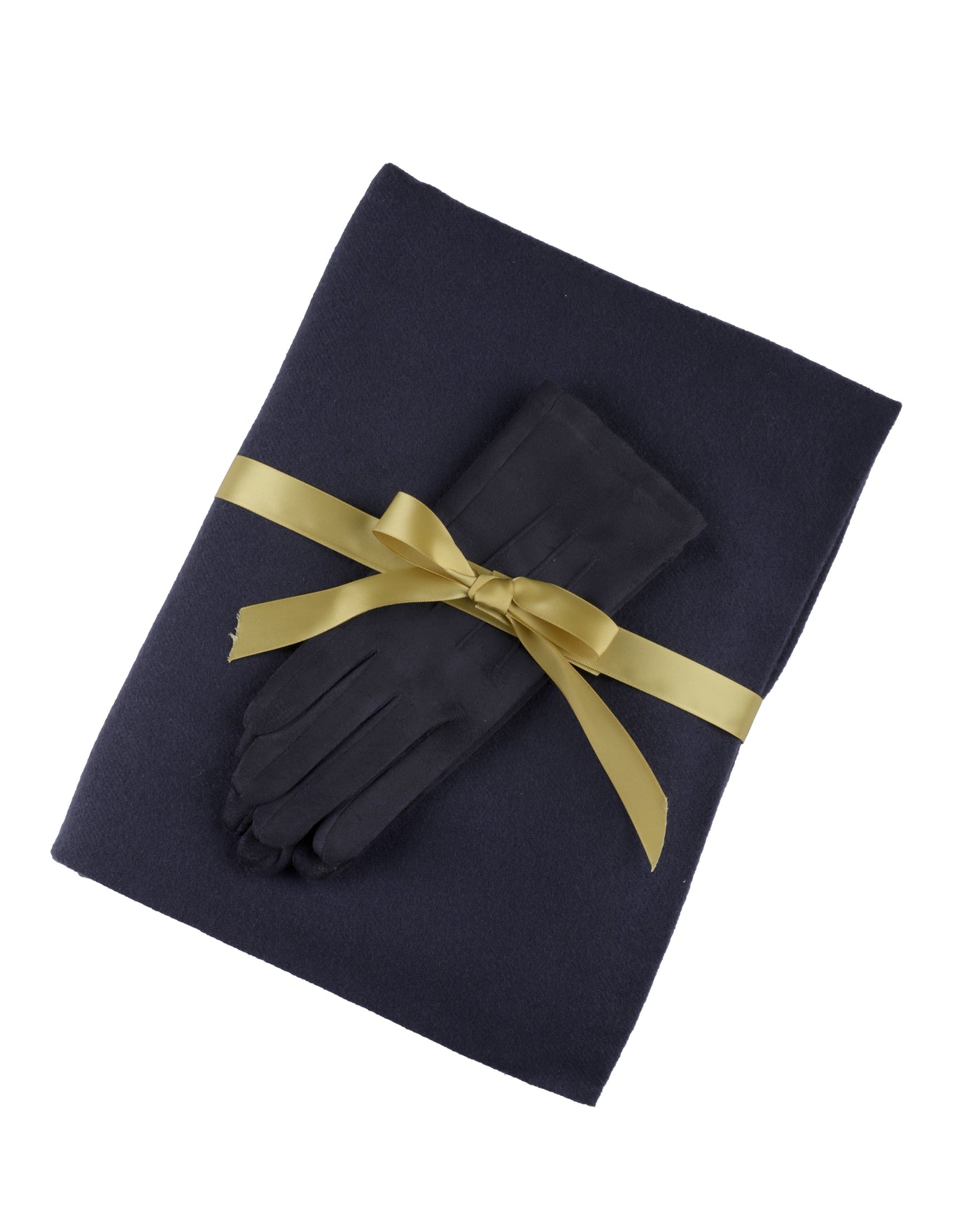 Toni Plus Cashmere Wool Scarf and Faux Suede Stretch Gloves Set In Navy