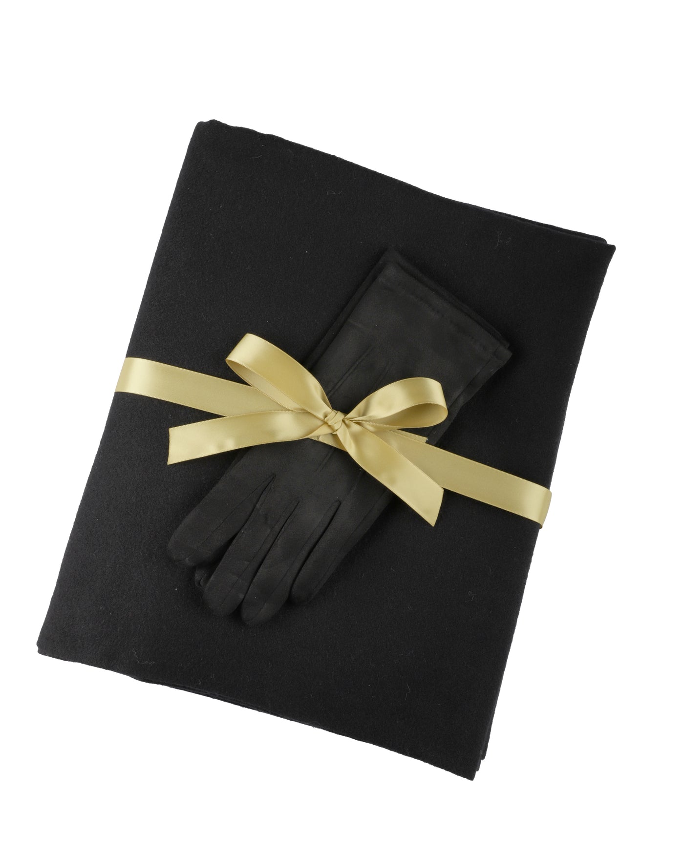 Toni Plus Cashmere Wool Scarf and Faux Suede Stretch Gloves Set In Black