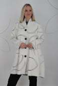 Joseph Ribkoff Abstract Jacquard Sweater Coat in Vanilla/Blk