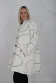 Joseph Ribkoff Abstract Jacquard Sweater Coat in Vanilla/Blk