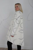 Joseph Ribkoff Abstract Jacquard Sweater Coat in Vanilla/Blk