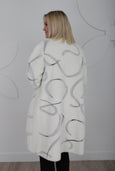 Joseph Ribkoff Abstract Jacquard Sweater Coat in Vanilla/Blk